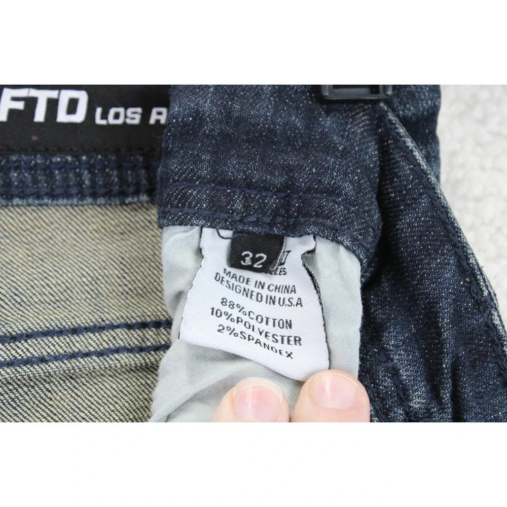 GFTD Los Angeles Distressed‎ Slim Jeans Mens 32 Blue Paint Splatter Streetwear